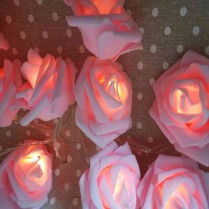 flores led con pilas al por mayor-Batería Operada Flor de Rosa Navidad Cadena de Navidad Luces para la decoración de la boda de San Valentín Lámpara LED