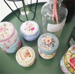 Bärbara trumformade tennlådor Flower Tea Container Cans Candy Cookie Box för Party Gifts Paket V2
