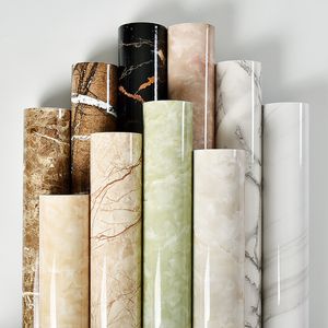 Verdikking Waterdichte PVC Imitatie Marmeren Behang Zelfklevend Wallpapers Venster Sill Garderobe Kast Tafel Meubilair Renovatie