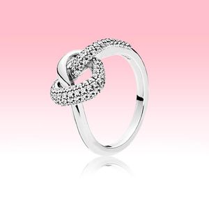 düğüm nişan yüzükleri toptan satış-Yeni Varış Düğümlü Kalp Yüzük Kadınlar Düğün Aşk Takı Pandora için Ayar Gümüş Kızlar Nişan Kalpler Yüzük Orijinal Kutusu ile