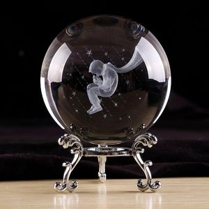 gravür masası toptan satış-Dekoratif Nesneler Figürinler mm Kristal Top ile Taban Lazer Kazınmış D Küçük Prens Ayı Ejderha Içinde Masa Masası Decorati için Oyma