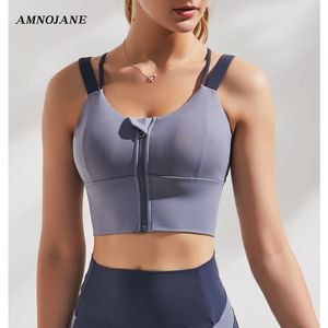 Wholesale zip up front sports bra for sale - Group buy Front Zip Up Sports Bra Push Straps Vest Wireless s Comfy lette Yoga Women Crop Top Running Tops High Quality Sport