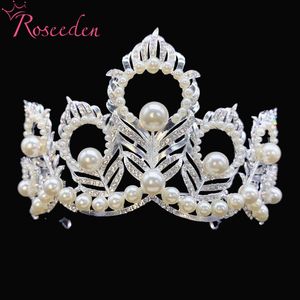 Haarklemmen Barrettes Pageant Rhinestone Silver Color Pearls Feather Diadems Miss Universe Miss USA Tiaras and Crowns Re4151