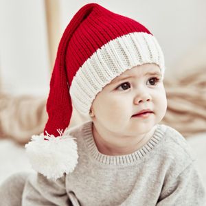 los sombreros de santa al por mayor-Rojo invierno personalidad cálida santa claus padre niño lana bola de regalo de navidad suministros sombrero de punto niños adulto adulto niña