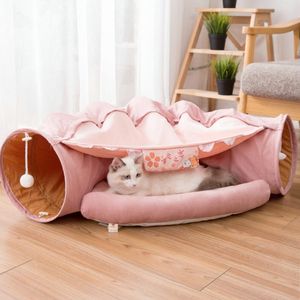 Wholesale collapsible beds resale online - Cat Tunnel Bed With Mat Collapsible Way Tube Interactive Play Toys Hideout House For Puppy Kitten Beds Furniture