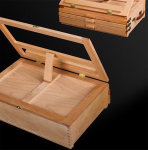 Konstjusterbar konstnärsbok Trä Tabletop Sketch Box Easel lådor Portabel V2