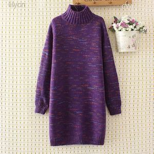 Wholesale ladies purple jackets for sale - Group buy plus size women wool turtleneck long pullovers winter thick sweater casual ladies solid Purple XL knitted jackets