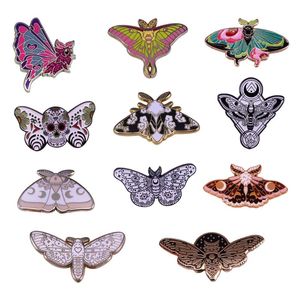 Wholesale enamel sets for sale - Group buy Pins Brooches ButterflyMoth Enamel Pin Set Moth Brooch Celestial Moon Witchy Badge Spooky Halloween Decor