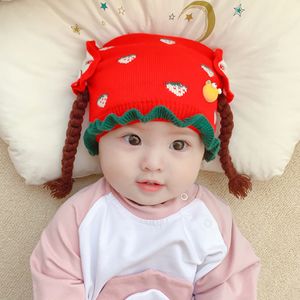 Hoed Kinderen Herfst en Winter Aardbei Pruik Braid Gebreide Koreaanse Mode Mooie verdikte Meisje Babywol F379722 OSTS722