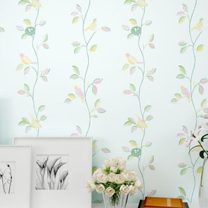 Wallpapers Pastorale romantische moderne roze behang D bloem en vogels PO voor woonkamer TV achtergrond warm beddengoed