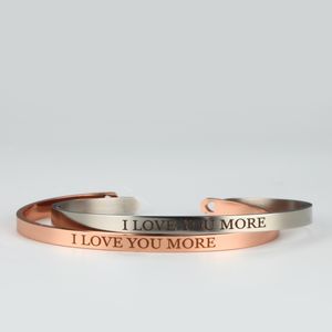 Wholesale i love bangles for sale - Group buy Engraved I LOVE YOU MORE Rose Gold C Bangle Stainless Steel Women mm Open Bracelets Jewelry Whole