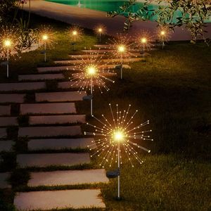 iluminação de passarela ao ar livre venda por atacado-Luzes solares ao ar livre luzes decorativas paisagem luz DIY flores fogos de artifício para passe caminho decoração de festa de natal quintal