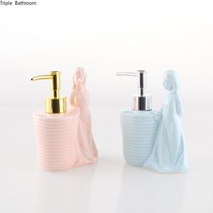 rosa spender großhandel-Flüssig Seifenspender PC ml Rosa Shampoo Flaschen Nordische Stil Keramik Armband Badezimmer Zubehör