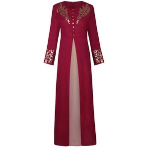 Etniska Kläder Eleganta muslimska kvinnor Abaya Turkiska Arabiska Eid Mubarak Slamic Gown Blå Grön Röd Svart