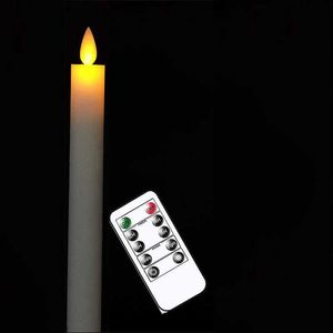 falsche batterie großhandel-1 Stück Fernbedienung LED Taper Kerzen Flammenlose rauchlose elektronische Schwenkkerzen gefälschte Batteriebetriebene Weihnachtssticks H0910