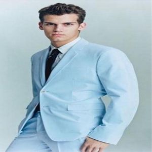 Wholesale custom prom suits resale online - Men s Suits Blazers Custom Made Light Blue Groom Tuxedos Slim Fit Groomsman Suit Men Wedding Prom Party S14