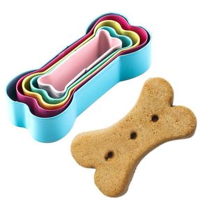 5 stks set Cookie Cutter D Hond Botvorm Stempel Rvs Cake Decorating Gereedschap DIY Gebak Bakken Biscuit Mallen Mallen Mallen