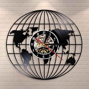 Wall Clocks D Globe Map Of Earth Record Vintage Clock Art All Around The World Travel Gifts Decorative Watch