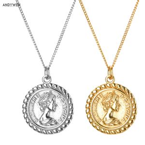 Wholesale types images for sale - Group buy ANDYWEN Sterling Silve mm Women Image Coin Pendant Long Chain Necklace Gold Double Side Horse Types Rock Punk Jewelry