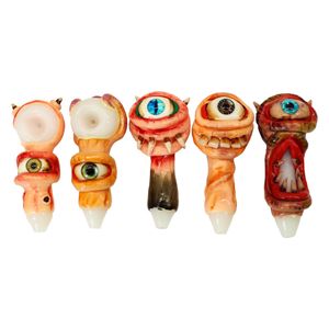 5 scary horned monster glass hand pipe dry herb tobacco pipes coloured drawing Christmas gift UPS or DHL