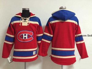 最高品質 Montreal Canadiens昔のホッケージャージ空白NO NAME NUMNE RED Foodie Pullover Sweats winter JacketカスタムS XL