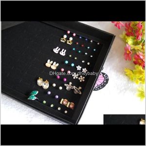 Stand Packaging Jewelry Holder Box Fashion Earrings Ring Organizer Show Case Black Slots Storage Ear Pin Display Boxes Drop Delivery