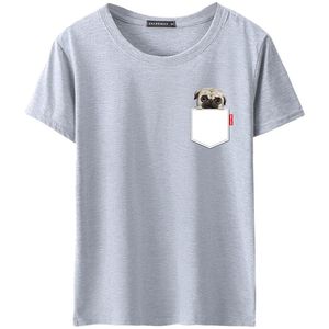 giysiler içinde köpekler toptan satış-Moda Gevşek Rahat T Gömlek Açık Spor Yuvarlak Boyun Katı Renk Kısa Kollu Gelgit Marka Pocket Köpek Baskı Yaz Erkek Giyim