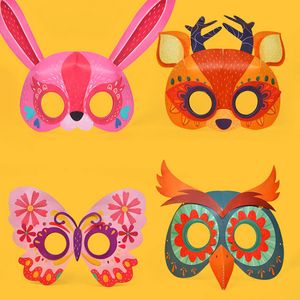 karikatur kaninchen maske großhandel-Maske Kinder Cartoon Tierkaninchen dreidimensionale Halbgesicht Vollpapier Modell Handbuch DIY Mädchen Prinzessin Makeup Ball