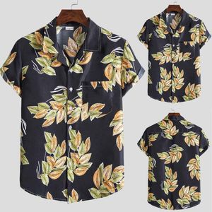 artı boyutu etnik moda toptan satış-Erkek T Shirt Etnik Tarzı Kısa Kollu T Shirt Baskı Hawaiian Rahat Gömlek Moda Gevşek Artı Boyutu Tatil Turn down Yaka