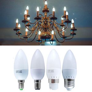 base de candelabra led bulbs venda por atacado-Bulbos E27 E14 B15 B22 LED Lâmpada W W para candelabros Base Candelabro de luz não dimmação