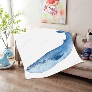 jeter la peinture achat en gros de Couverture Blanketblue Whale Sherpa Jet Couverture Aquarelle Dessin Dessin Vector Peinture Couvre lit Imprimer sur demande Couvertures en peluche CDC730