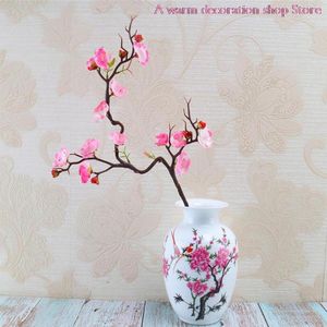 Decorative Flowers Wreaths Plum Cherry Blossoms Artificial Silk Flores Sakura Tree Branches Home Table Living Room Decor DIY Wedding