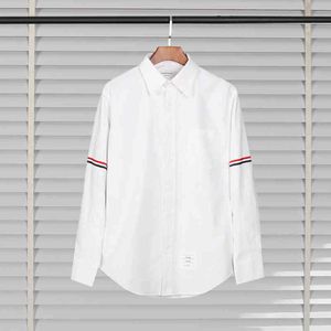 camisas oxford al por mayor-TB Oxford Ocio Camisa de manga larga de manga larga Moda Slim Tendent y WO White Classic Shirt