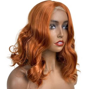 Wholesale short length lace wigs resale online - Caramel color hot curl short hair wave headwind still front lace chemical fiber wig