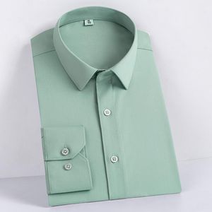 Herenkleding Shirts Solid Strech Social Business Office Lange mouwen Bamboe Fiber Shirt Heren Wit Zacht comfortabel zonder Pocket