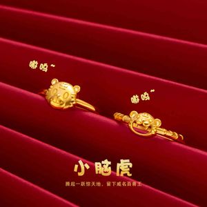 placa de ouro chinês venda por atacado-Anéis Vietnã Shajin Ano dos desenhos animados de tigre Little Ring Bronze Chinês Chinês Zodíaco Casal Presente