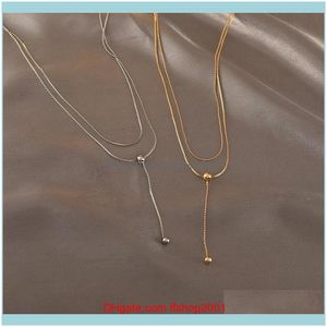 doppelschlangenanhänger großhandel-Anhänger SchmucksryKorean minimalistische goldfarbige perlen shokers halsketten für frauen verdrehte schlange kette perlen doppelt schicht anhänger halskette