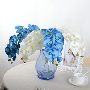 mavi ipek orkide toptan satış-1 adet Yapay İpek Mavi Kelebek Orkide Çiçekler Güve Sahte Çiçek Düğün Ev Festivali Dekorasyon Dekoratif Çelenkler için
