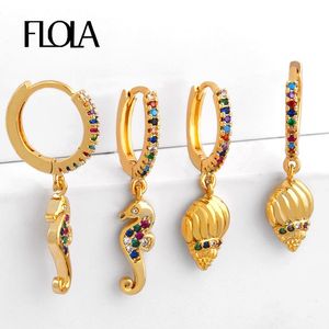 Rainbow Snake Kolczyki dla kobiety Conch Shell Huggie Pendientes Serpiente Jewelry Cyrkonia ERQ70 Stud