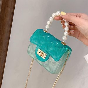 silikon-handtasche großhandel-Gitterperle Mini Taschen Tasche Hochwertige Silikon transparente Damen Designer Handtaschenkette Schulter Messenger Bags
