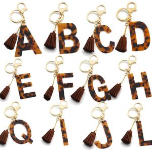Wholesale acrylic resin diy for sale - Group buy Keychains DIY Acrylic Initial Keychain Resin Leopard English Letter Handbag Car Pendants Name Key Ring Charms Fashion Jewelry