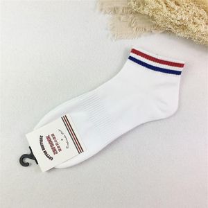 short red socks men venda por atacado-Pares de meias de barco masculinos com duas listras de algodão curto e azul sem fade