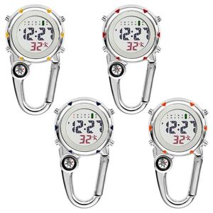 Wholesale clip digital watch resale online - Clip On Carabiner Digital Watch Luminous Sports Watches Alloy Mater For Hikers Mountaineering Outdoor Backpack Wristwatches