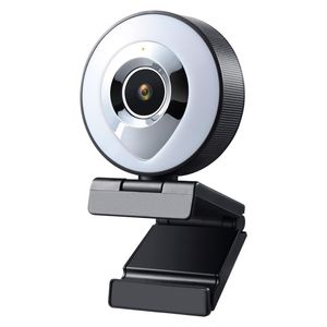 ingrosso toccare il fuoco-Webcams Mini Web Telecamera Auto Focus Ring Ring HD P Video Webcam per trasmissione in diretta con illuminazione di riempimento MIC USB gradi Touch Brightness