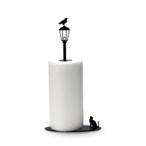 ingrosso corvo in metallo-Portabicchieri di carta igienica Porta asciugamani Cat e Corvo figurato Stand da cucina in metallo Holder Black