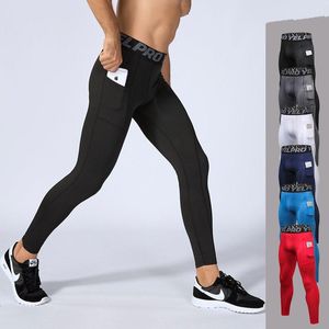Wholesale mens jogging leggings resale online - Yoga Outfits Men Sweatpants With Pocket Elastic Compression Sport Pant Leggings Running Tights Jogging Fitness Gym Track Sportswear