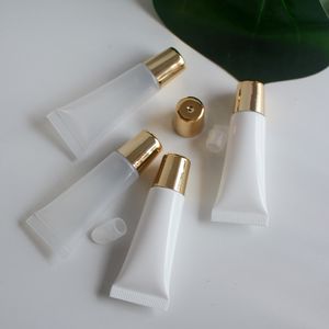 mini tubes en plastique achat en gros de pe cosmétique ml ml de gloss gloss à lèvres squeeze mini bouteilles en plastique Blanc Tubes Clear Emballage avec chapeau d or Essential Huile Balm en vrac