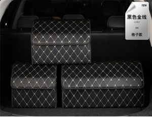 sedan-trunk-organizer. großhandel-Auto Organizer PU Leder Kofferraum Aufbewahrungsbox Top Grade Bag Faltwerkzeughandschuh für Sedan SUV MPV