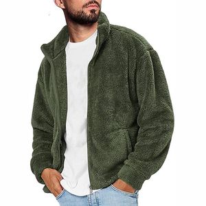 zip up fluffy coat toptan satış-Erkek Ceketler Erkek Teddy Ceket Kış Kalın Sıcak Polar Palto Sportwear Eşofman Erkek Kabarık Zip