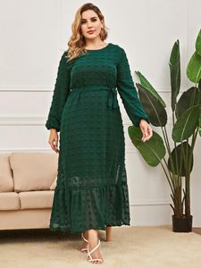 Etniska kläder sommar muslimska kvinnor klänning o nacke full längd spets up elegant islamisk marockansk kaftan lös plus maxi storlek abayas
